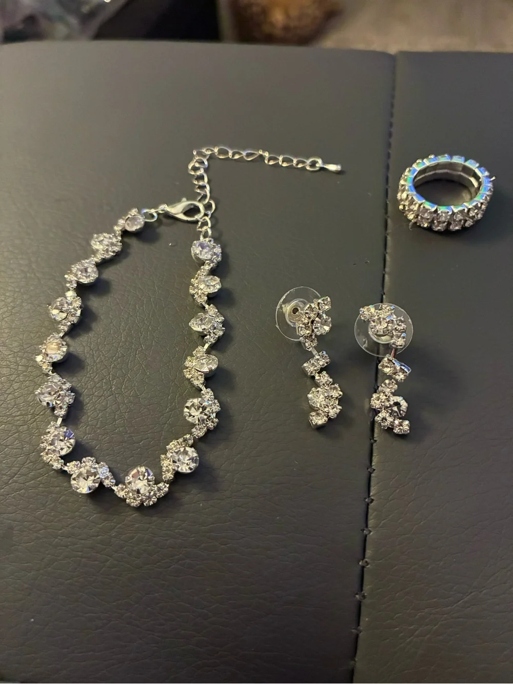 Silver-Tone Crystal Necklace & Bracelet Set - Women Jewelry